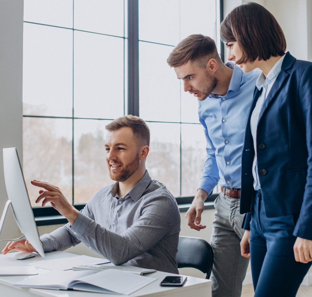 Group of business people working in office